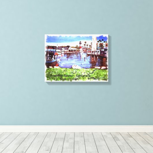 Oceanside haven schilderij verpakt canvas (Insitu (Houten vloer))