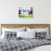 Oceanside haven schilderij verpakt canvas afdruk (Insitu (Slaapkamer))