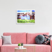 Oceanside haven schilderij verpakt canvas afdruk (Insitu (Woonkamer))