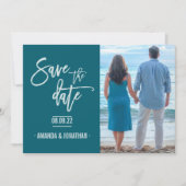 Oceanside kleur Strand Bruiloft Save the Date foto (Voorkant)