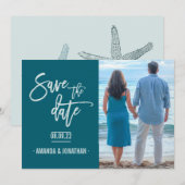 Oceanside kleur Strand Bruiloft Save the Date foto (Voorkant / Achterkant)