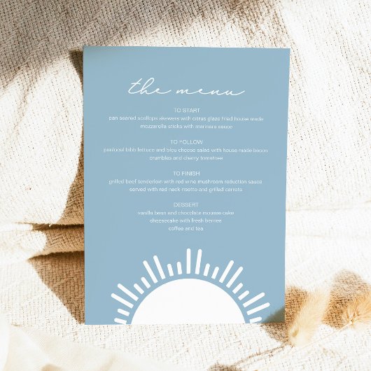OCEANSIDE Lichtblauw Zon Oceaan Thema Menu