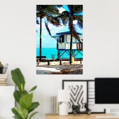 Oceanside Lifeguard Tower Poster (Thuiskantoor)
