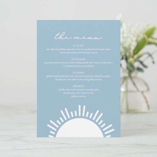 OCEANSIDE Light Blue Sun Ocean Thed Menu (Staand voorkant)