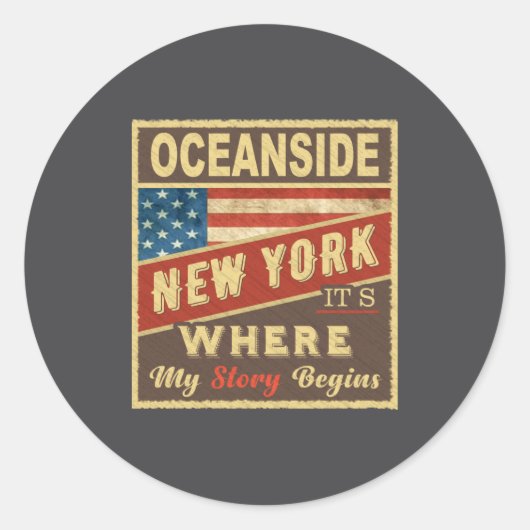 Oceanside Ny Its Where My Story Begins  Ronde Sticker (Voorkant)