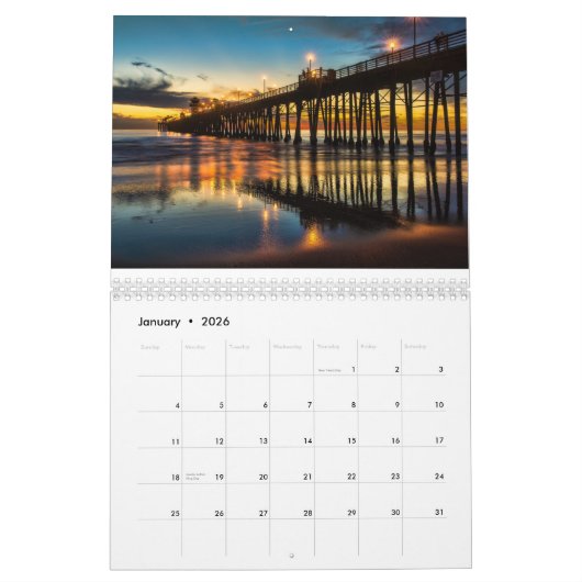 Oceanside Pier bij zonsondergang Kalender (Jan 2026)