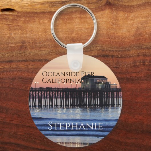 Oceanside Pier California Gepersonaliseerd Sleutelhanger (Voorkant)