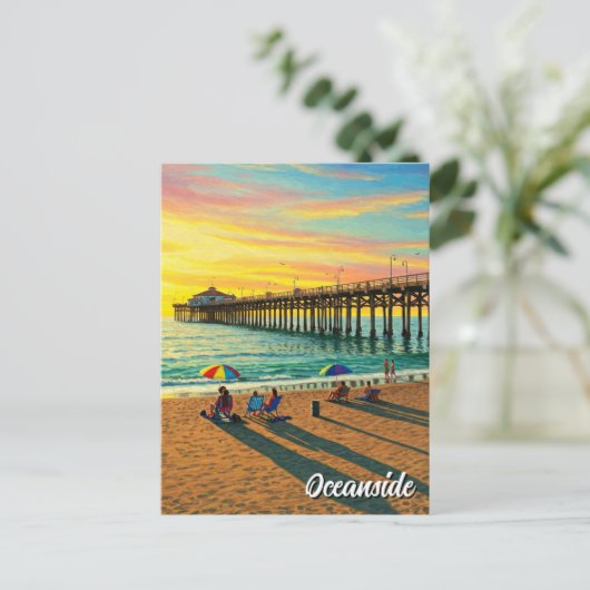 Oceanside Pier California Reizen Briefkaart (Staand voorkant)