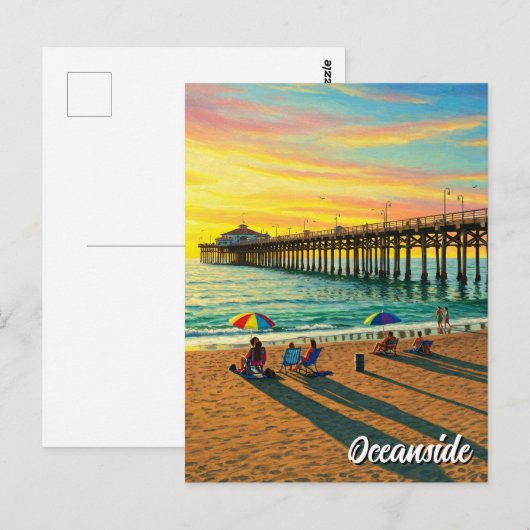 Oceanside Pier California Reizen Briefkaart (Voorkant / Achterkant)