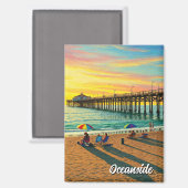 Oceanside Pier California Reizen Magneet (Voorkant / Achterkant)