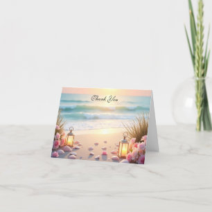 Oceanside-romance onder kustlicht bedankkaart