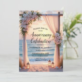 Oceanside-romance onder kustlicht kaart (Staand voorkant)