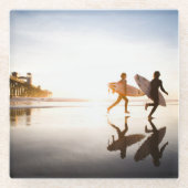 Oceanside Strand Glazen Onderzetter (Voorkant)