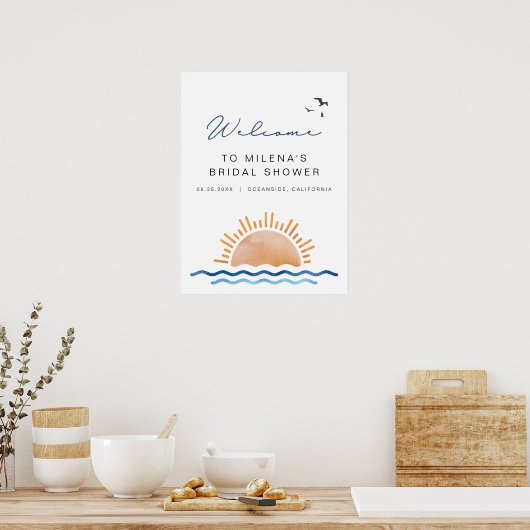 OCEANSIDE Strand Oceaan Zonsondergang Bruidsmeisje Poster (Keuken)