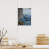 Oceanside zit voor twee in een klein café in de op poster (Keuken)