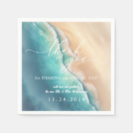 Oceanstrand Blauwe Aquarel Dankjewel Servet