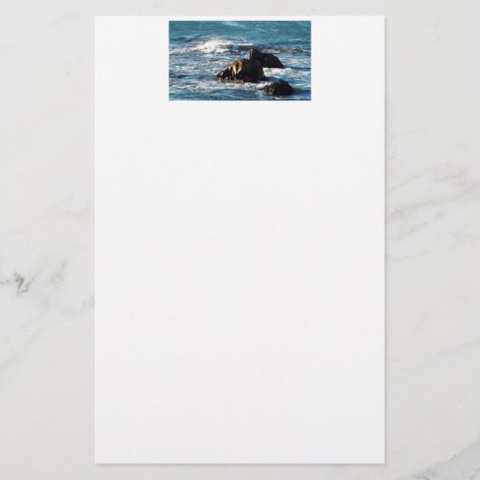 Oceanstrand met Rocks 5,5 x 8,5 inch — Stationery Briefpapier (Voorkant)
