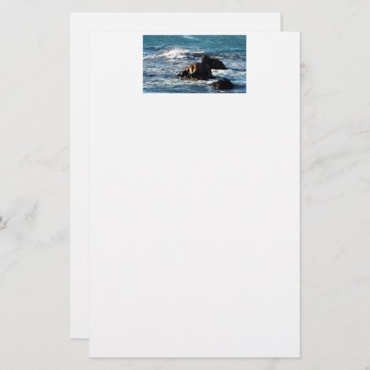 Oceanstrand met Rocks 5,5 x 8,5 inch — Stationery Briefpapier (Voorkant / Achterkant)