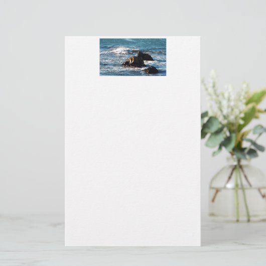 Oceanstrand met Rocks 5,5 x 8,5 inch — Stationery Briefpapier (Staand voorkant)