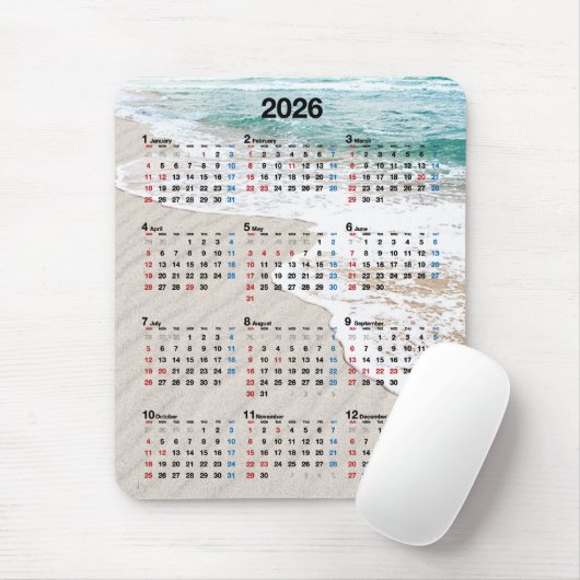 Oceanstrand Zand 2026 Kalender Muismat (Met muis)