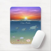 Oceanzonsopgang, zwemmende zeeschildpadden en sche muismat (Met muis)