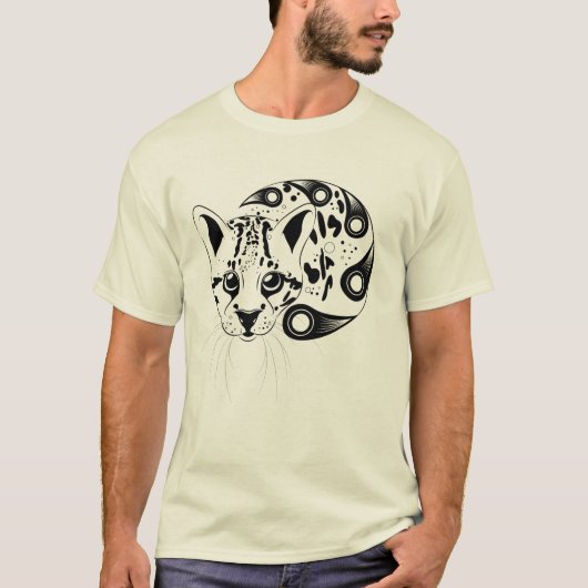 Ocelot Big Cat Ink Art T-shirt (Voorkant)