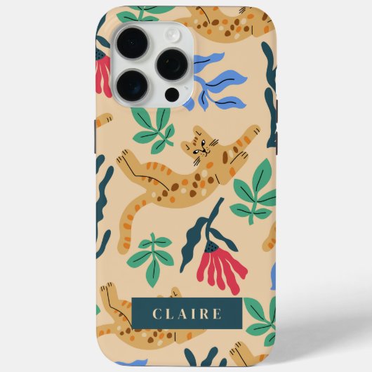 Ocelot Cat & Matisse bladeren Case-Mate iPhone Case (Achterkant)