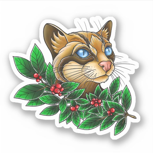Ocelot Cat's Berries Sticker (Voorkant)