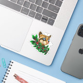 Ocelot Cat's Berries Sticker (Laptop met iPhone)