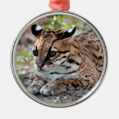Ocelot kerstversiering metalen ornament (Voorkant)