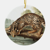 Ocelot, Leopard Cat (Felis pardalis) Illustratie Keramisch Ornament (Voorkant)