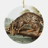 Ocelot, Leopard Cat (Felis pardalis) Illustratie Keramisch Ornament (Achterkant)