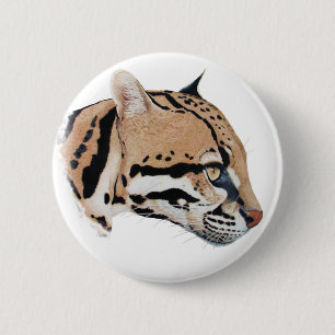 Ocelot Portrait Ronde Button 5,7 Cm