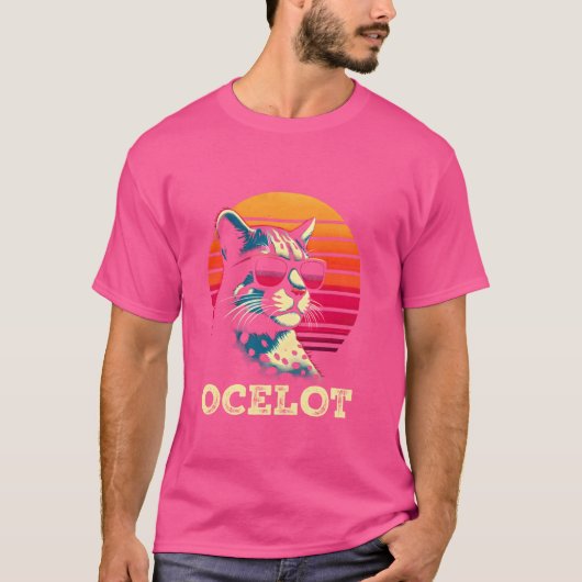 Ocelot Retro Sunset - Ocelot Jaguar Wild C T-shirt (Voorkant)