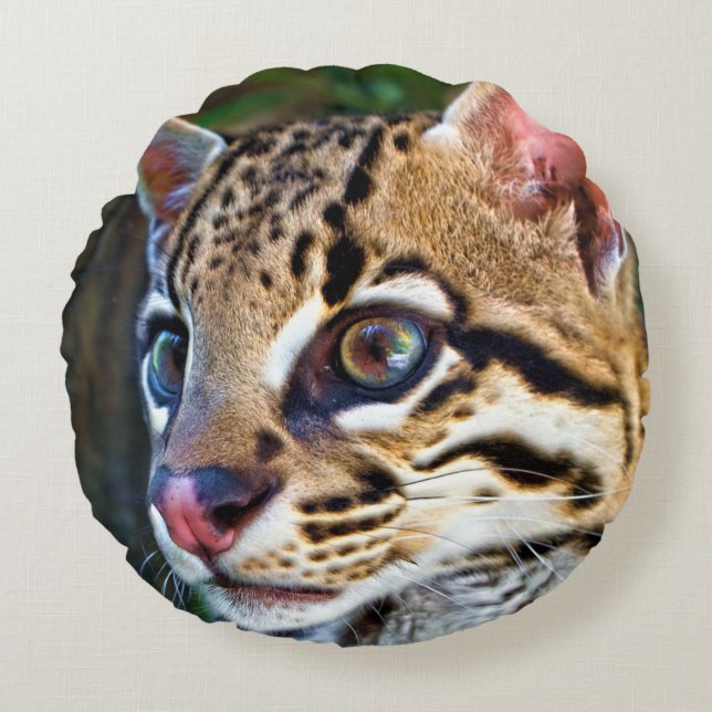 Ocelot - Wild Mini Jaguar Rond Kussen (Voorkant)