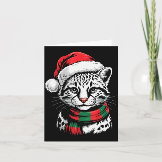 Ocelot Xmas Santa Hat F Christmas Costume  Kaart (Voorkant)
