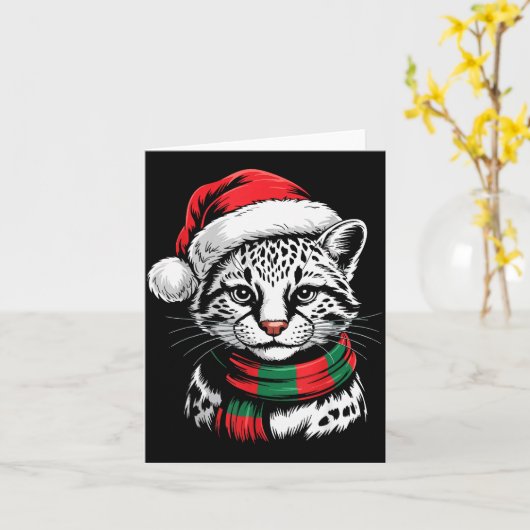 Ocelot Xmas Santa Hat F Christmas Costume  Kaart (Gele Bloem)