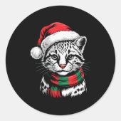 Ocelot Xmas Santa Hat F Christmas Costume  Ronde Sticker (Voorkant)