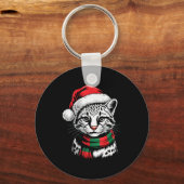 Ocelot Xmas Santa Hat F Christmas Costume  Sleutelhanger (Voorkant)