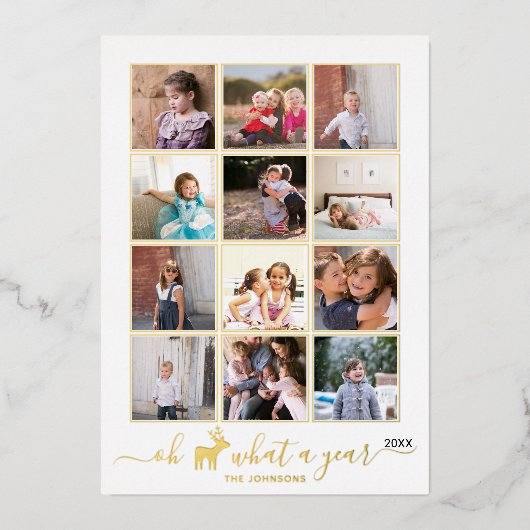 Och hert wat een jaar in review foto collage folie feestdagenkaart (Voorkant)