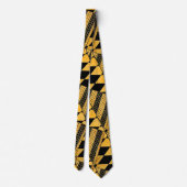Ocher Black Geometric Pattern Monogram Stropdas (Achterkant)