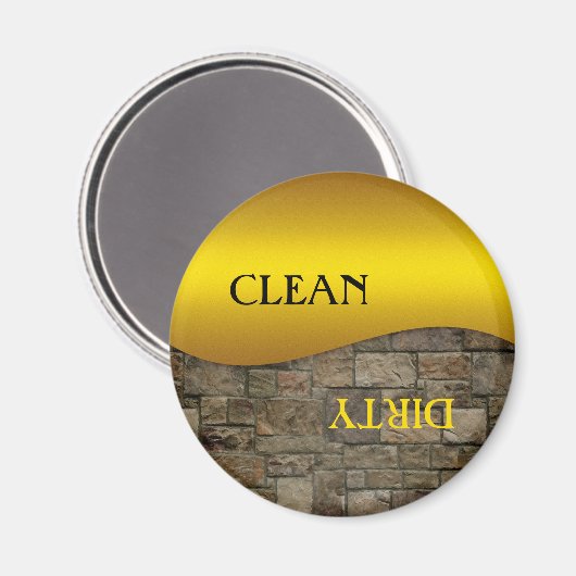 Ocher Stone Clean Dirty Dishwaser Magnet (Voorkant / Achterkant)