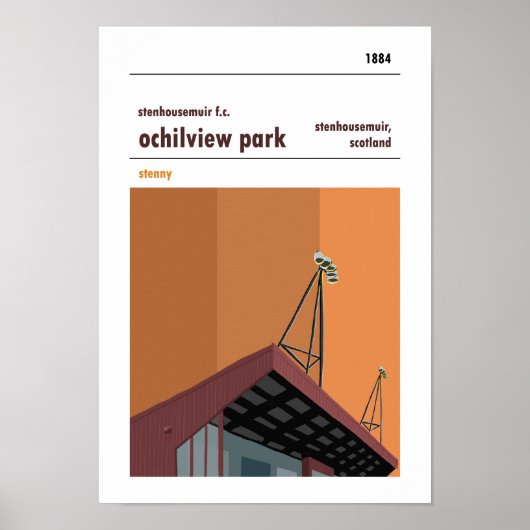 Ochilview Park, Stenhousemuir. Stadium afdrukken. Poster (Voorkant)