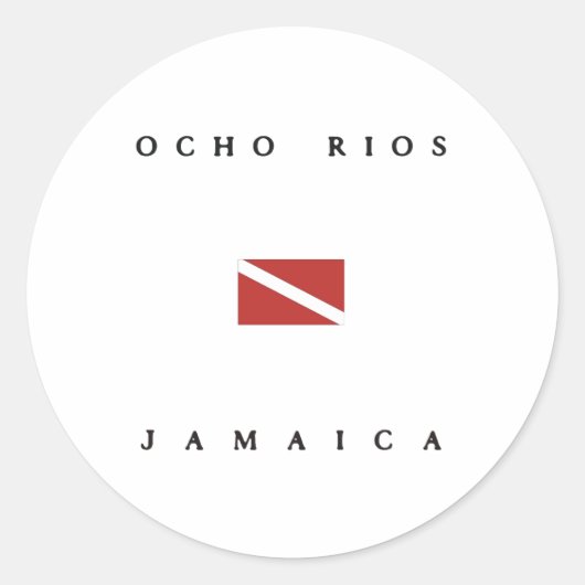 Ocho Rios Jamaica Duikvlag Ronde Sticker (Voorkant)