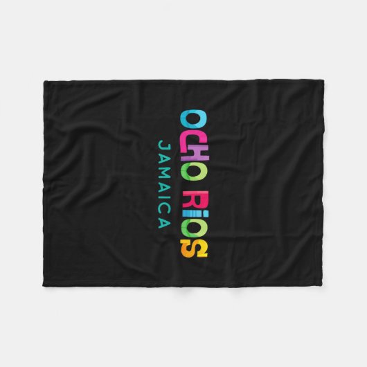 Ocho Rios Jamaica Retro Tropical Design  Fleece Deken (Voorkant (Horizontaal))