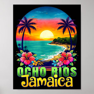 Ocho rios jamaica strand tropische zonsondergang z poster
