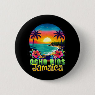 Ocho Rios Jamaica Strand Tropische Zonsondergang Z Ronde Button 5,7 Cm