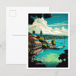 Ocho Rios Jamaica vintage reisillustratie Briefkaart