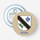 Ochoa Heraldic Arms op perkament stijl terug Button Flesopener (Voorkant)