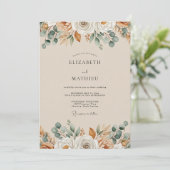 Ochre Autumnal Botanical Wedding Kaart (Staand voorkant)